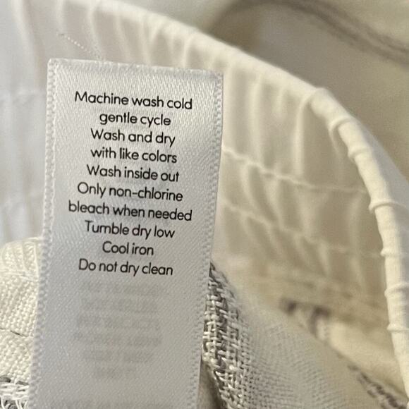 Athleta Cabo Tide Wide Leg 100% Linen Stripe Pants Size 8 White Coastal Beachy - Picture 8 of 8